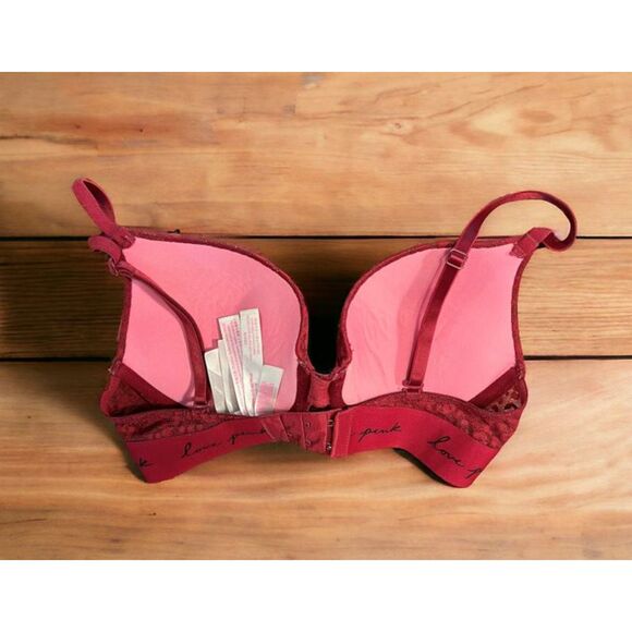 Victoria's Secret Wear Everywhere Push-up Red Lace Bra Size 32D - Picture 2 of 4